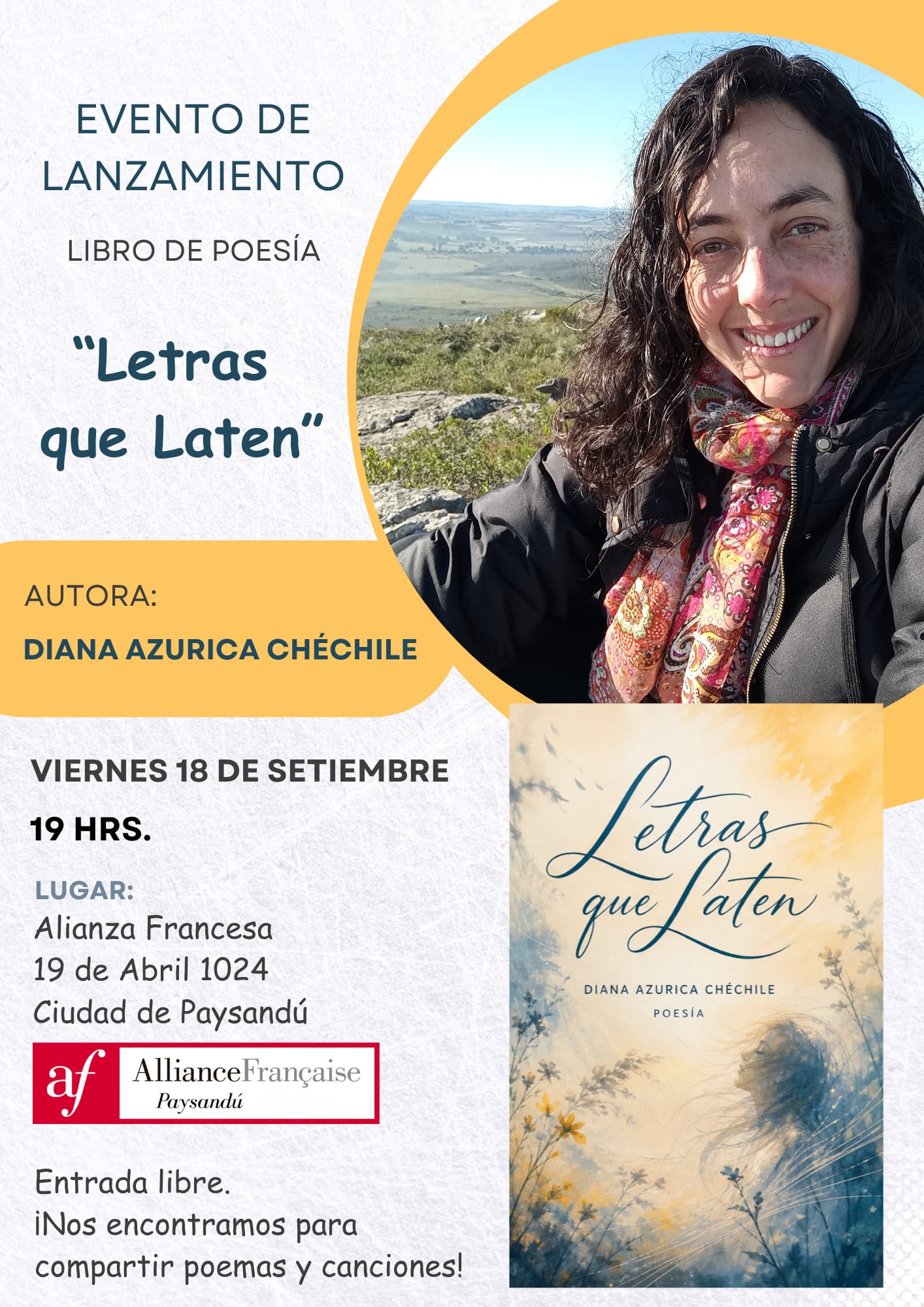 Lanzamiento del libro de poesía Letras que Laten, viernes 18 de setiembre